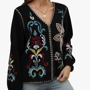 Embroidered Bomber Jacket, NEW Large